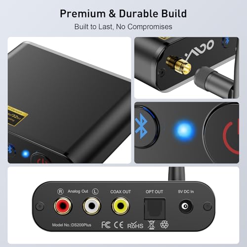 YMOO DS200Plus Bluetooth 5.3 Receiver for Home Stereo with Audiophile DAC