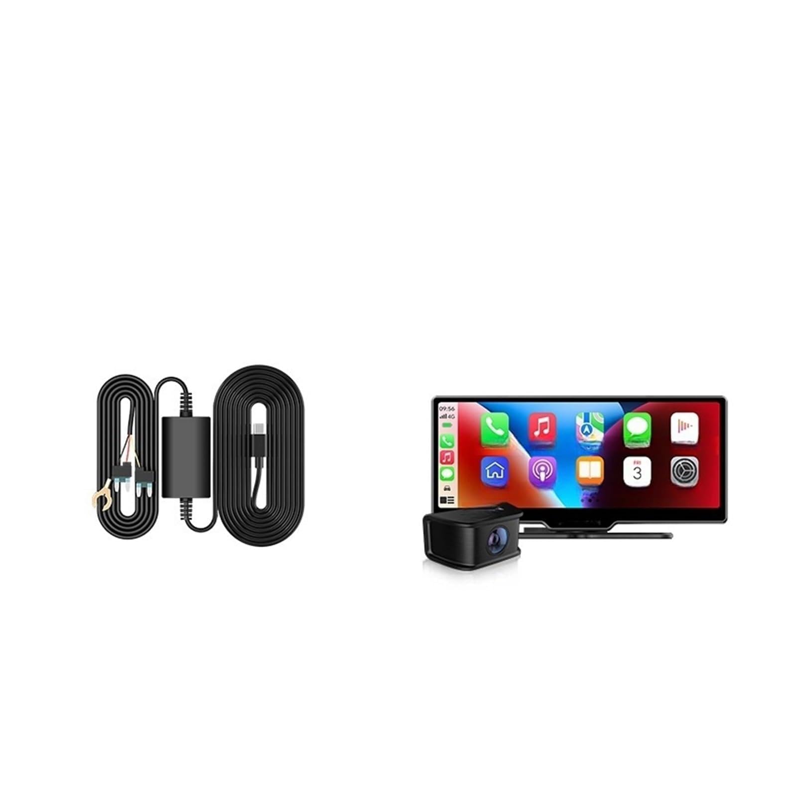 8.9-Inch 2K Dual Dash Cam with Wireless CarPlay & Android Auto