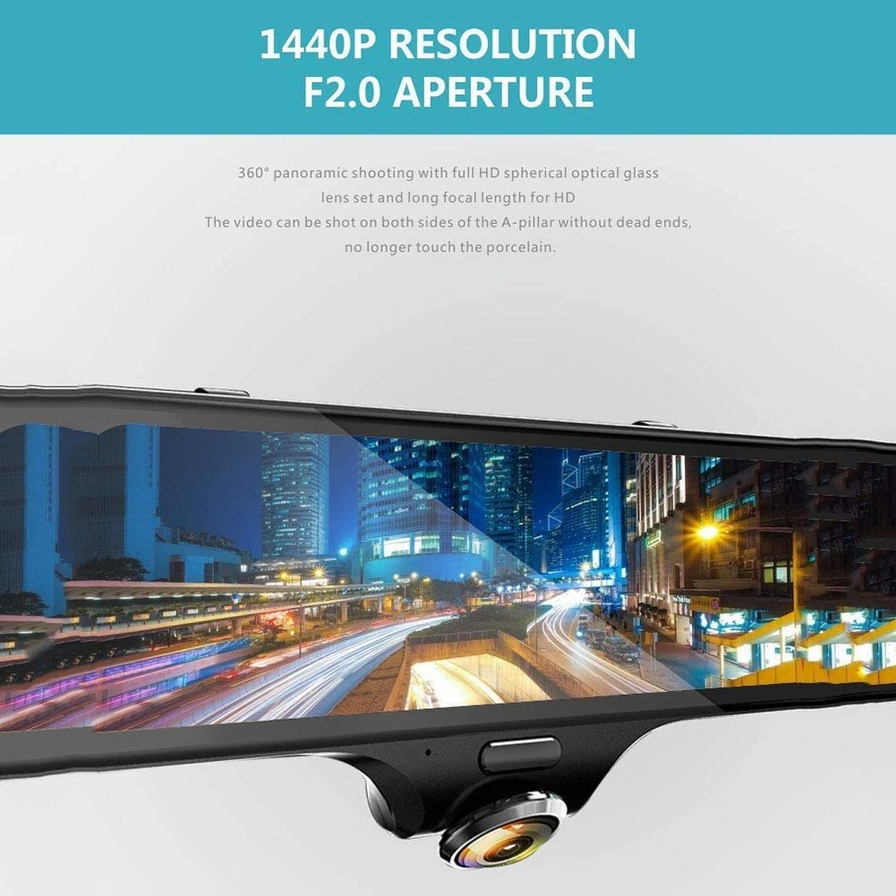 10-Inch 1080P 360° Dual-Lens Dash Cam with GPS