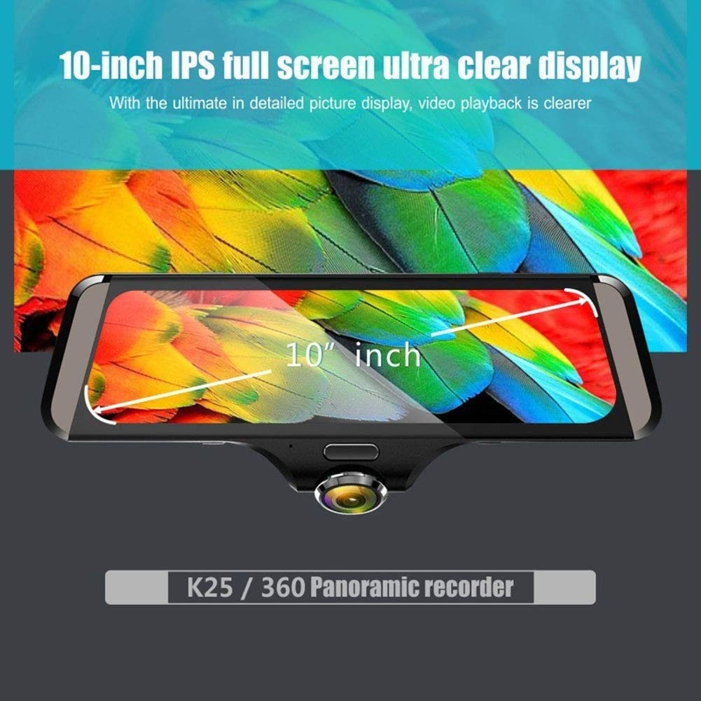 10-Inch 1080P 360° Dual-Lens Dash Cam with GPS