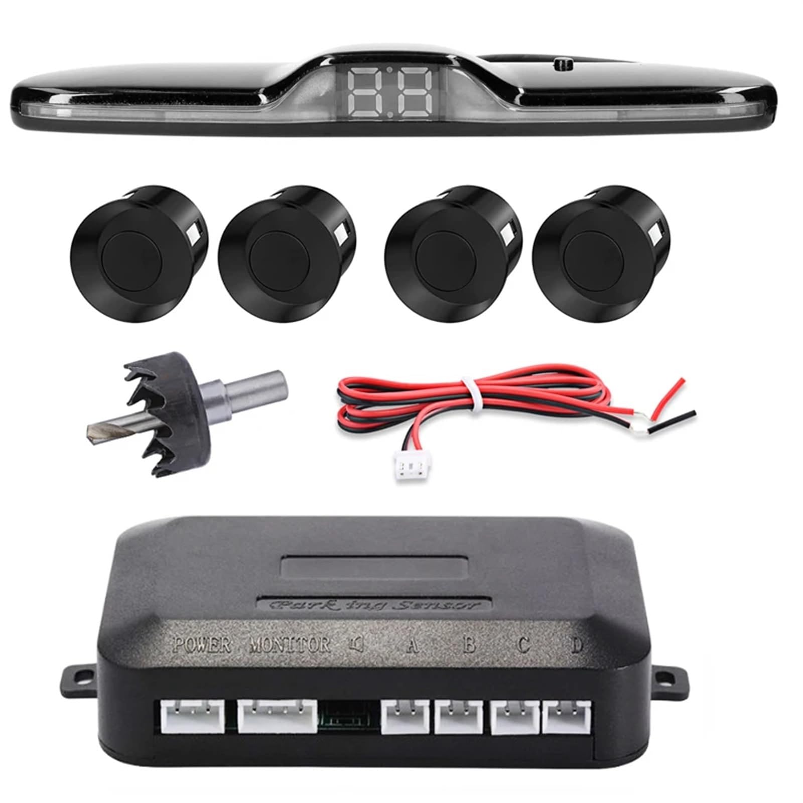 Parking Assist System with 4 Sensors & LED Display