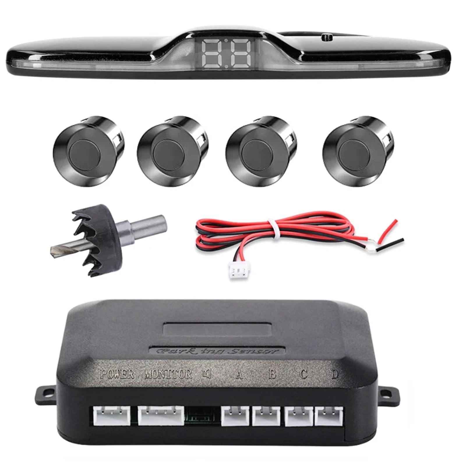 Parking Assist System with 4 Sensors & LED Display