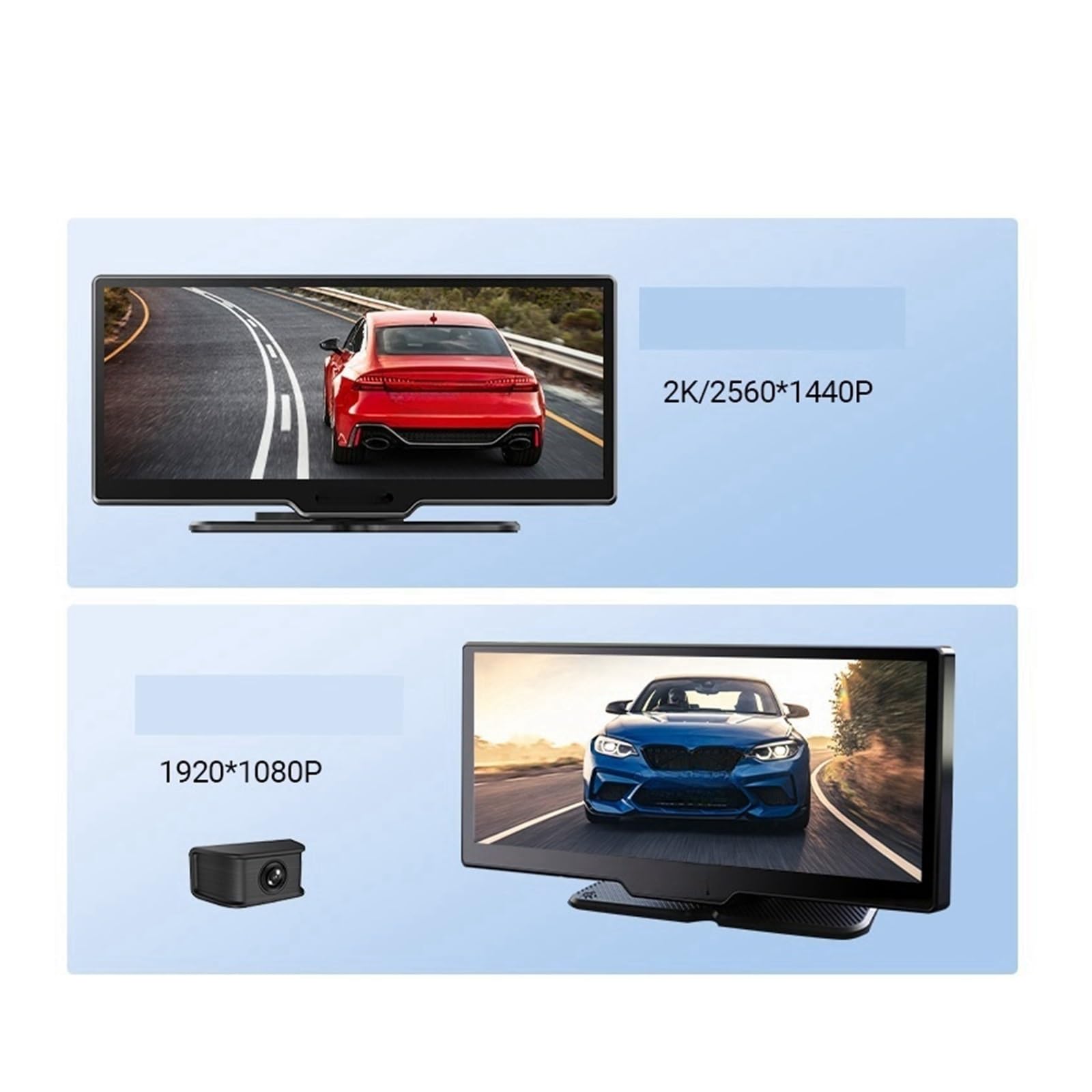 8.9-Inch 2K Dual Dash Cam with Wireless CarPlay & Android Auto