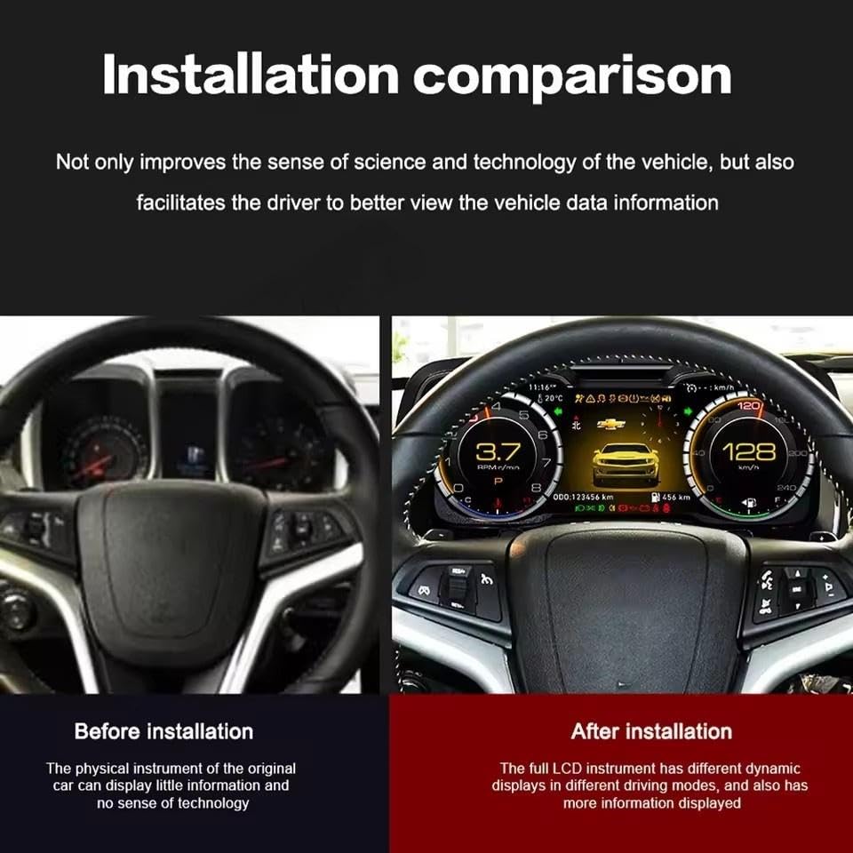 12.3-Inch LCD Digital Instrument Cluster for Chevrolet Camaro 2010–2015