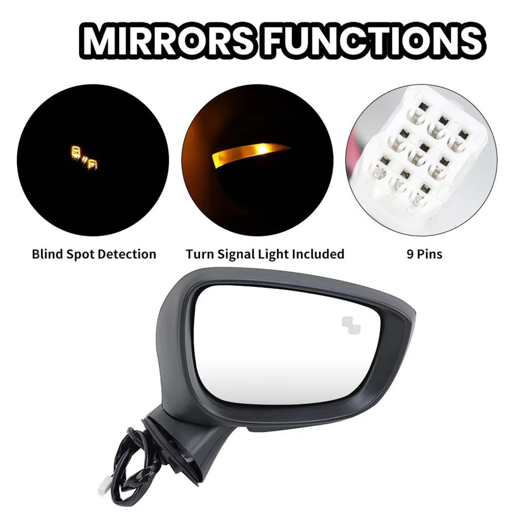 9-Pin Power Folding Blind Spot Mirror Assembly for Mazda CX-5 2015–2017