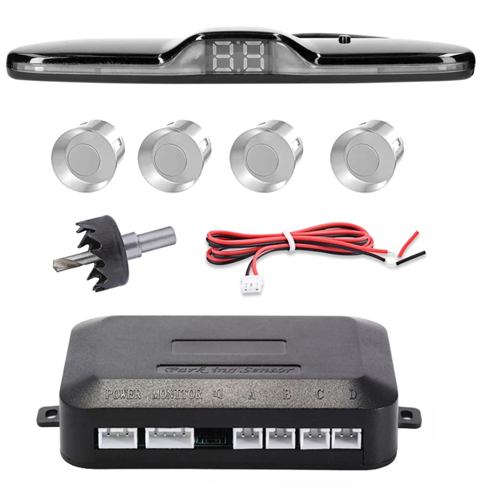 Parking Assist System with 4 Sensors & LED Display