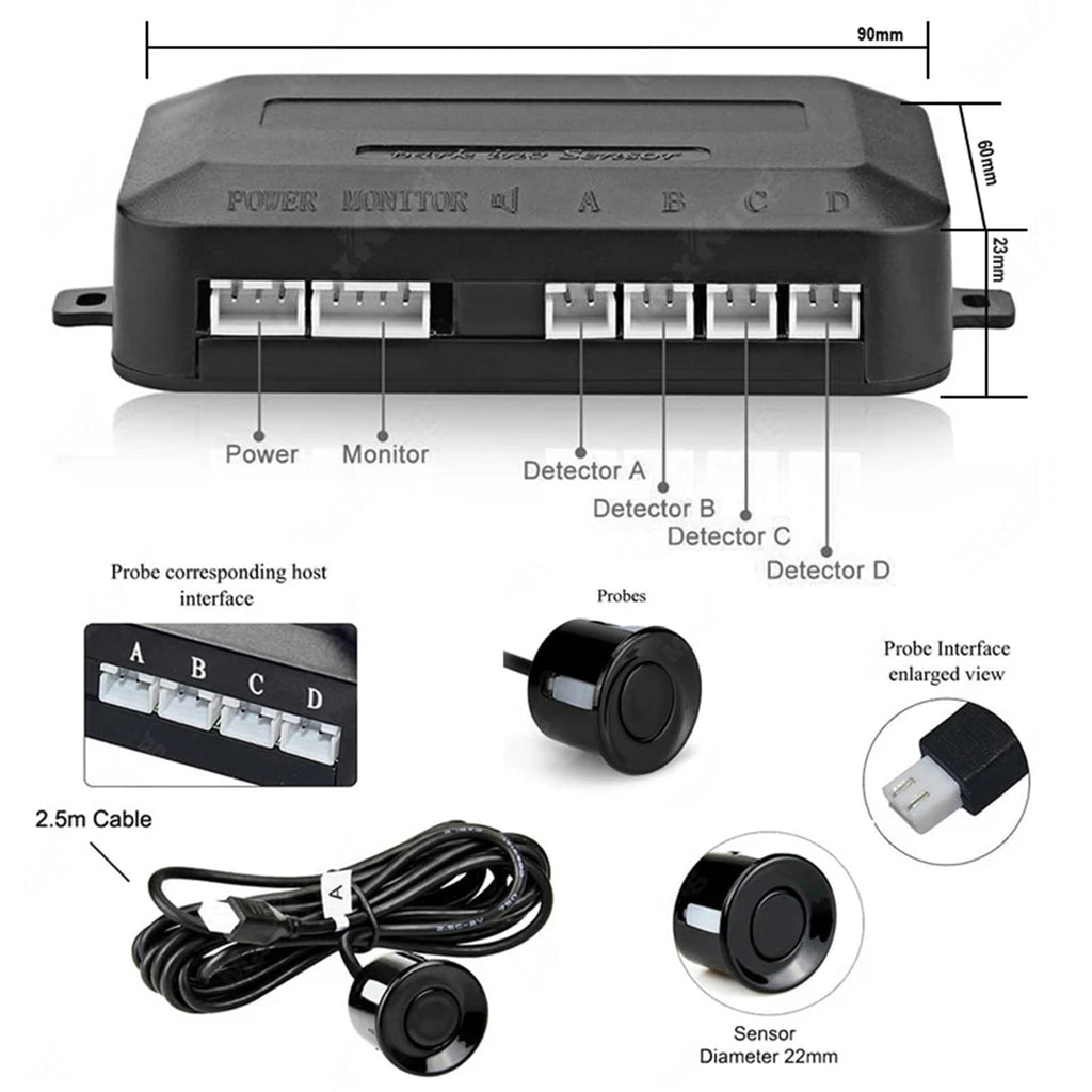 Parking Assist System with 4 Sensors & LED Display