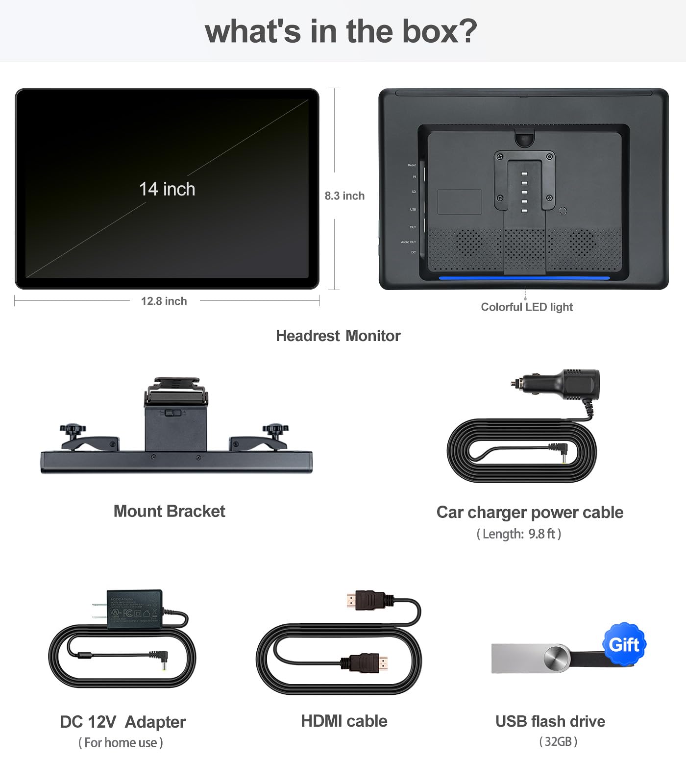 14-Inch 4K Android 13 Car Headrest Monitor
