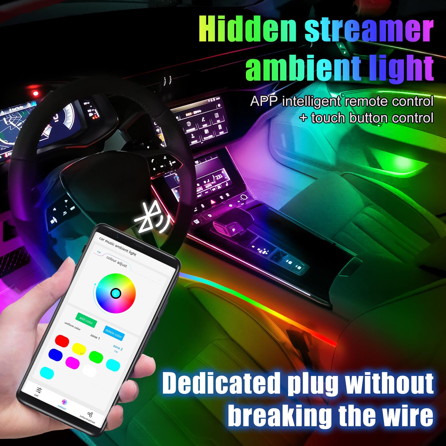 128-Color RGB Interior Ambient Light Kit with App Control