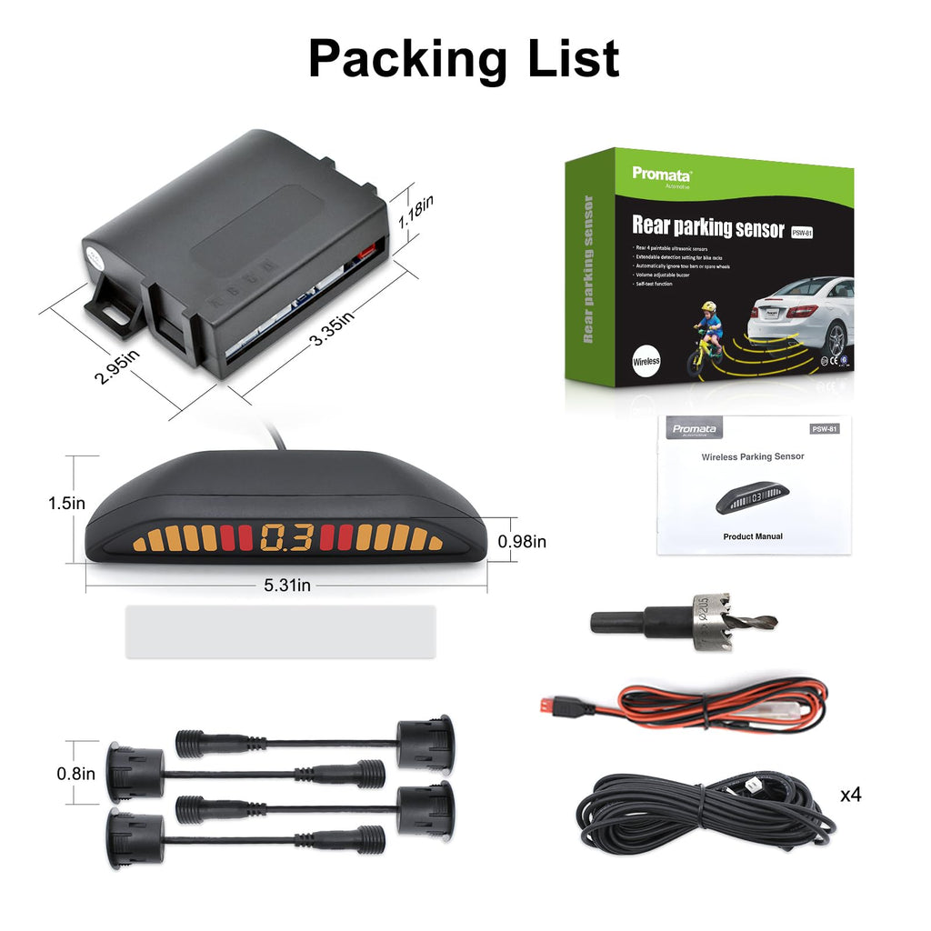 12–24V Wireless Parking Sensor Kit with 4 Sensors