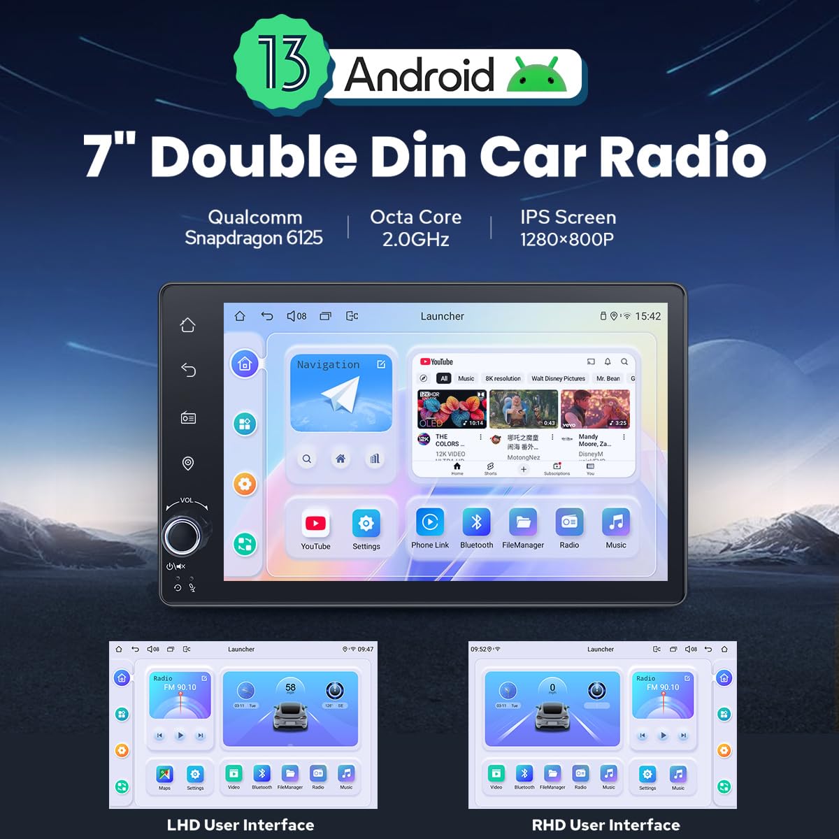 7-Inch Double DIN Car Stereo with CarPlay & Android Auto