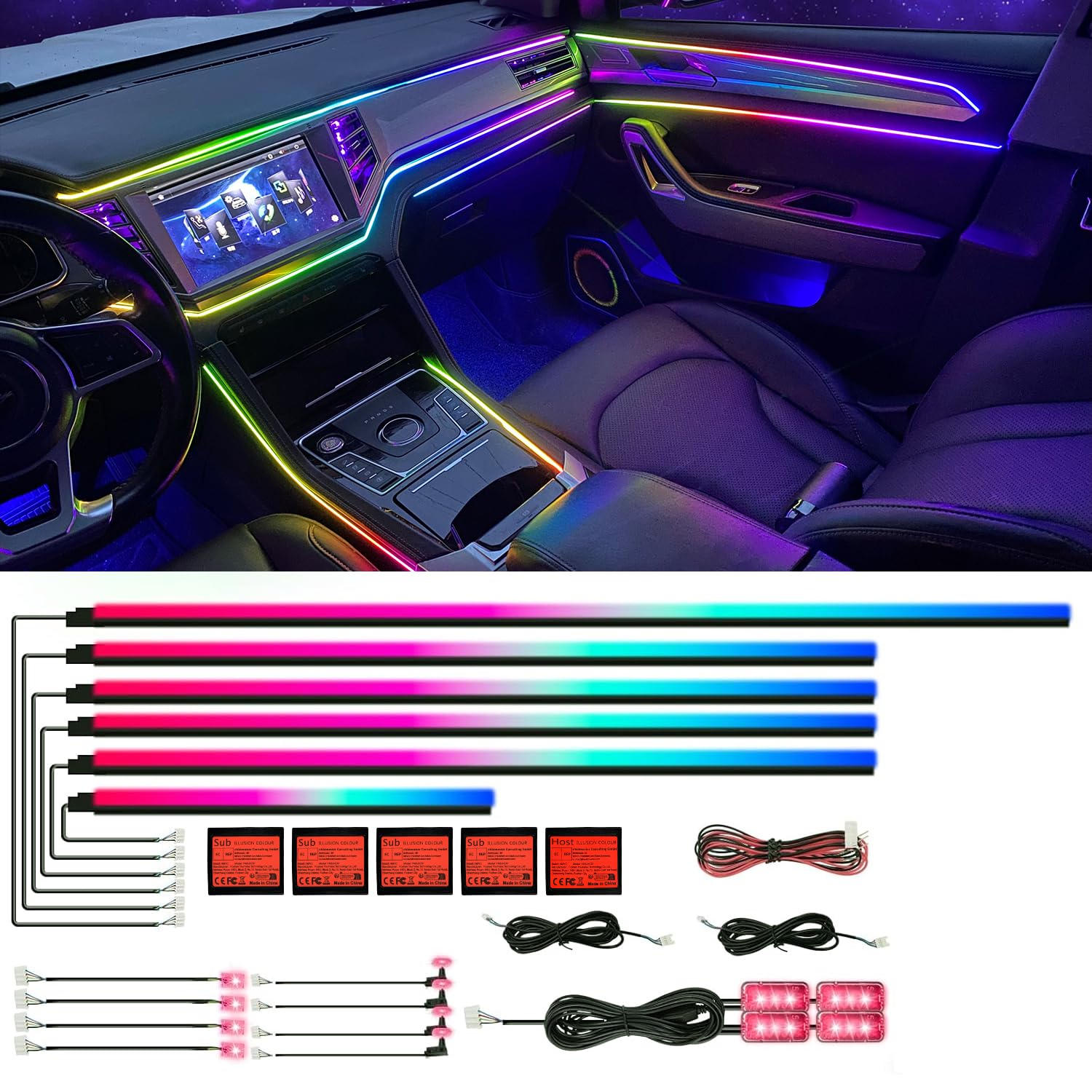 18-in-1 RGB Interior Ambient Light Kit with App Control