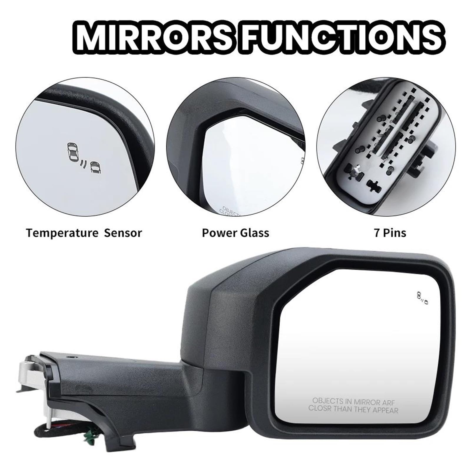 7/9-Pin LHD Blind Spot Mirror Assembly for Bronco 2021–2025