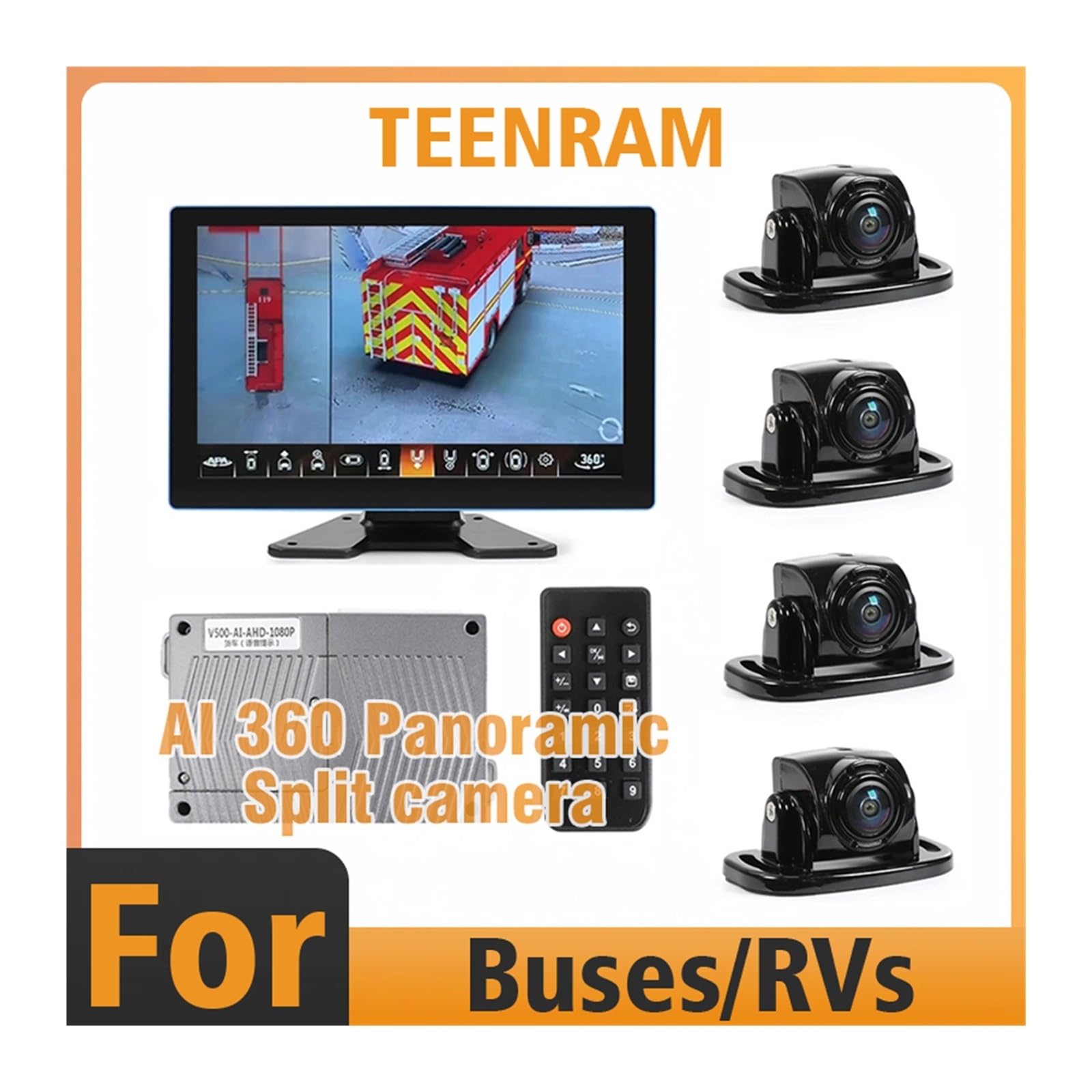 1080P 360° Surround View Camera System for Buses & RVs