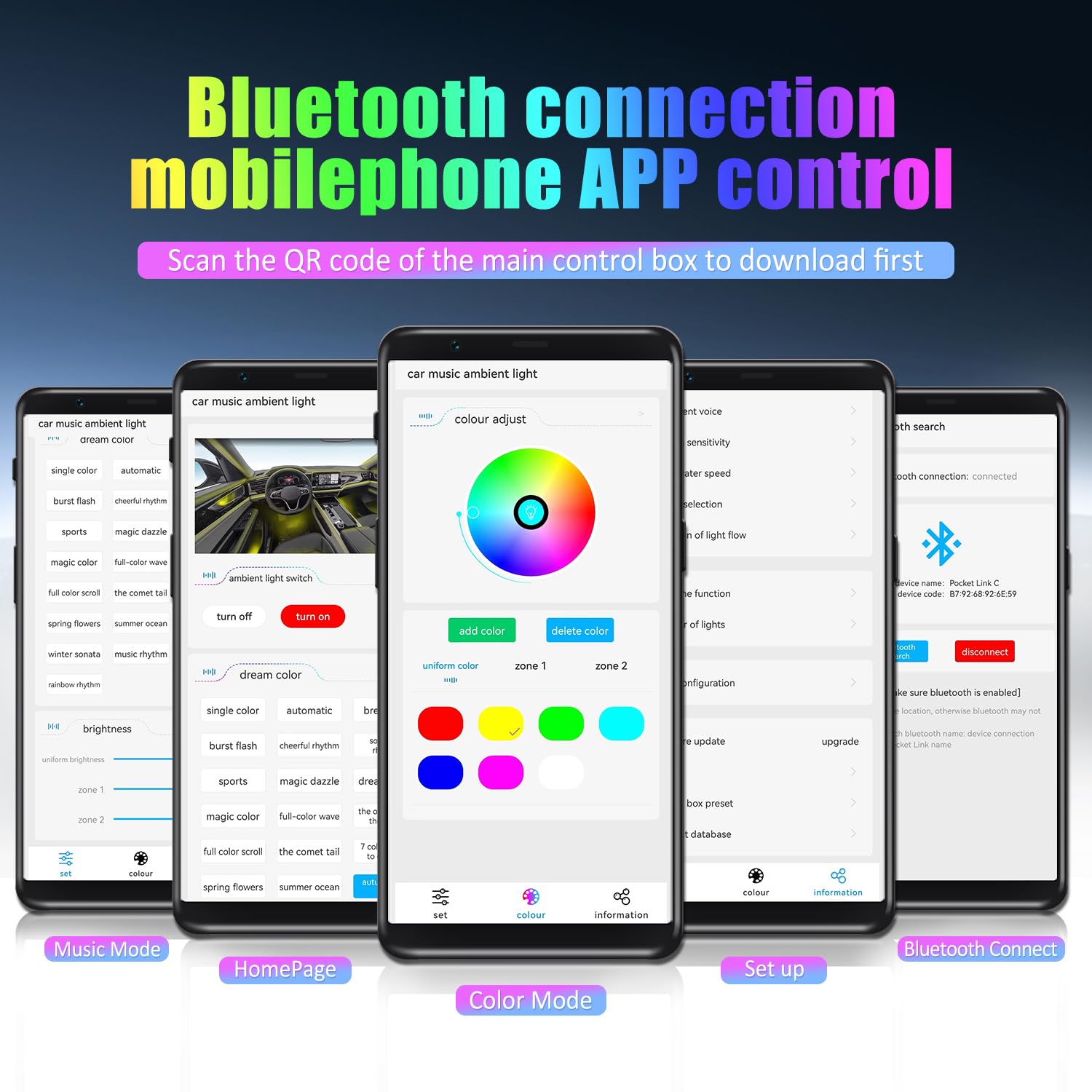 18-in-1 RGB Interior Ambient Light Kit with App Control