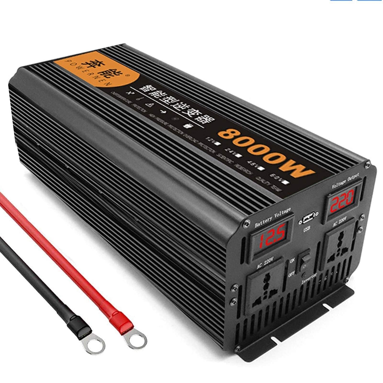 Pure Sine Wave Power Inverter 320Pure Sine Wave Power Inverter 12V/24V to 240V with Dual AC Outlets0W 4000W 5000W 6000W 8000W 9000W 12000W 15000W Peak DC 12V/24V to AC 240V Sine Wave Converter with Dual AC outlets for USB Port 12V-5000W