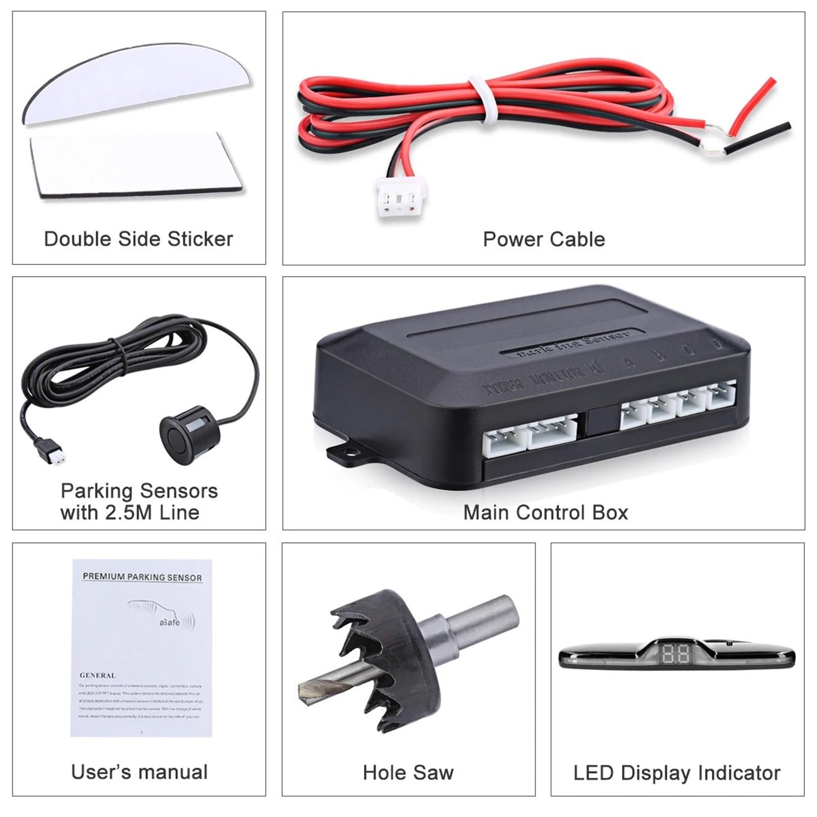 Parking Assist System with 4 Sensors & LED Display