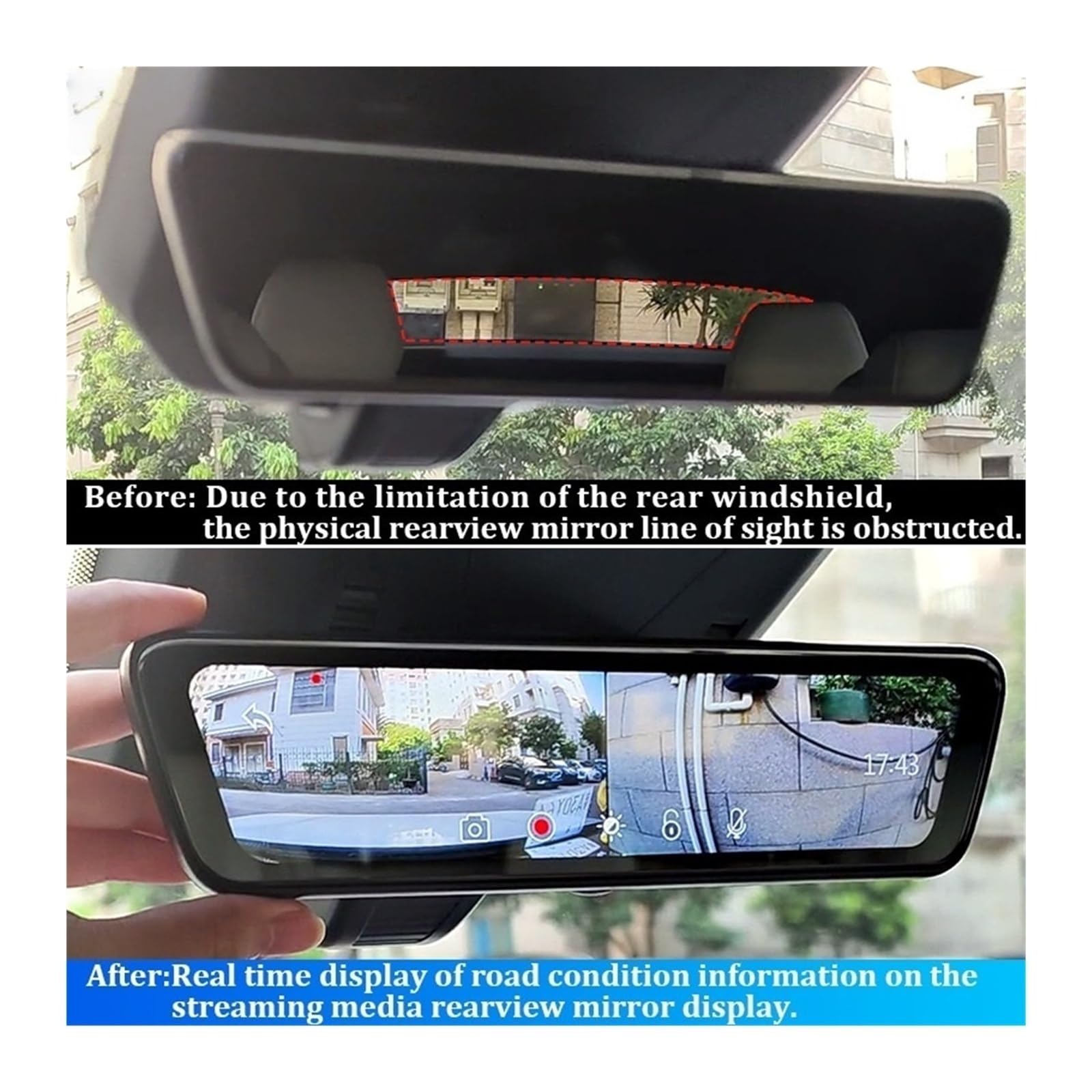 8.2-Inch Rearview Mirror Dash Cam for Toyota Camry XV50/70