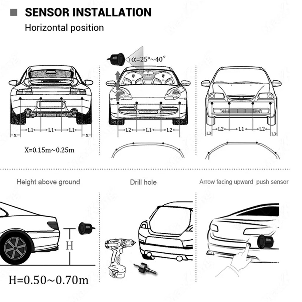 Parking Assist System with 4 Sensors & LED Display