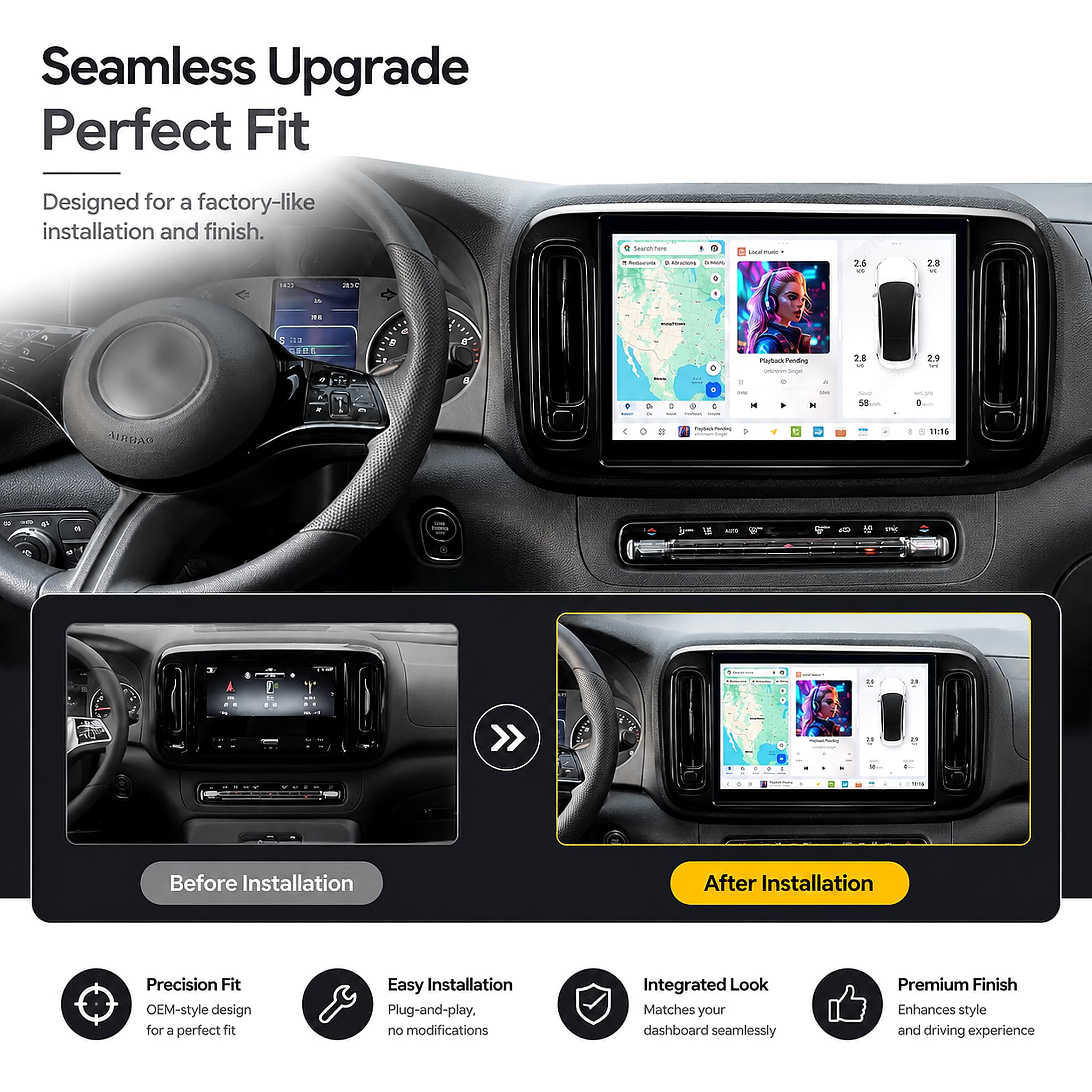 13.1-Inch Android 14 Car Stereo for Benz Vito 2024–2025 with Wireless CarPlay