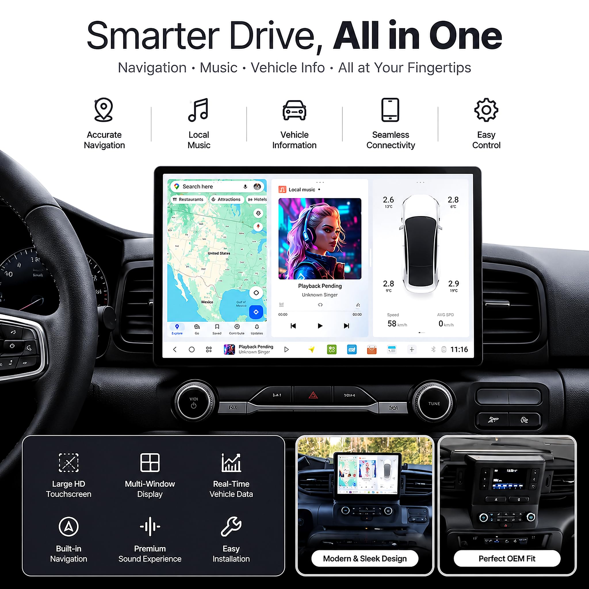 13.1-Inch Android 14 Car Stereo for Ford Explorer 2020–2022 with Wireless CarPlay