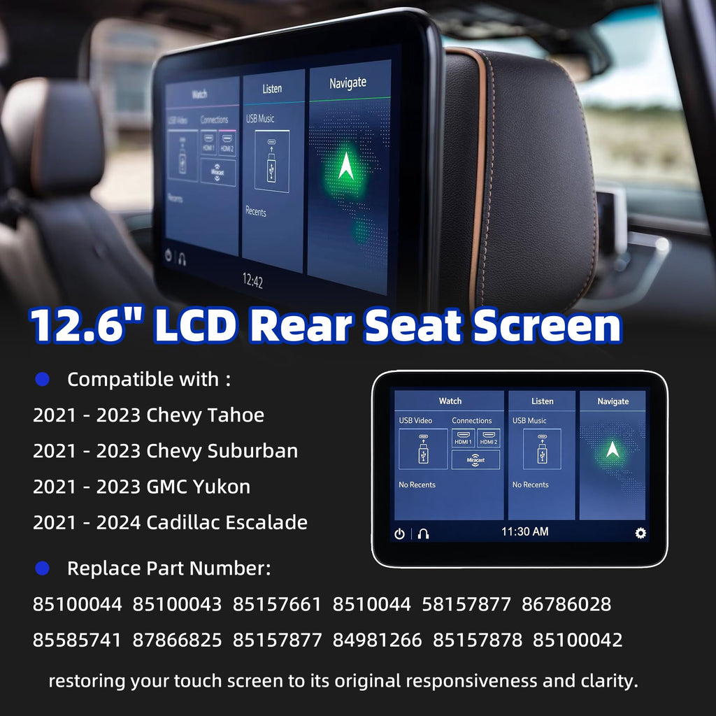 12.6-Inch Rear Entertainment Display for Yukon, Tahoe, Suburban & Escalade 2021–2024