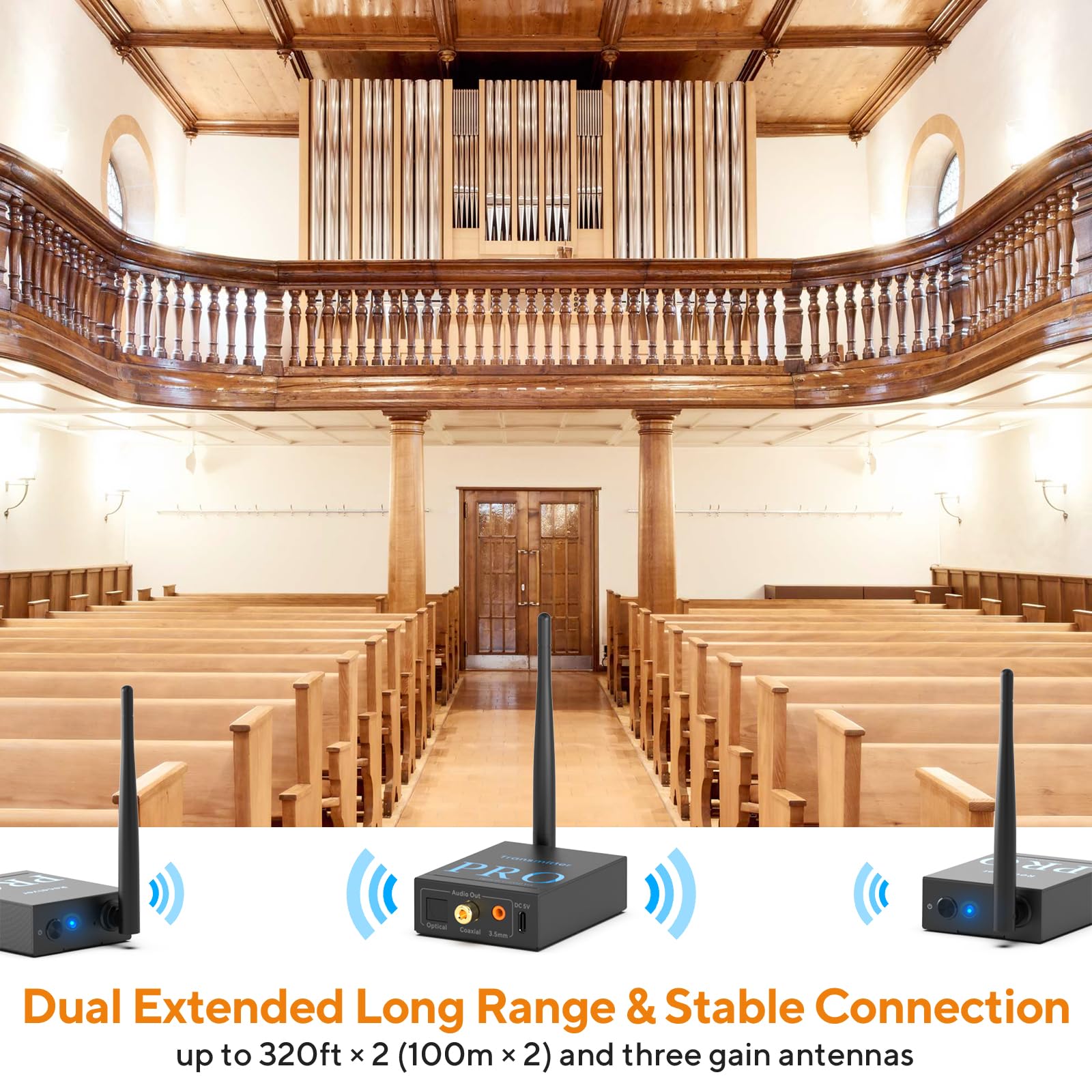 2.4GHz Wireless Audio Transmitter & Dual Receiver