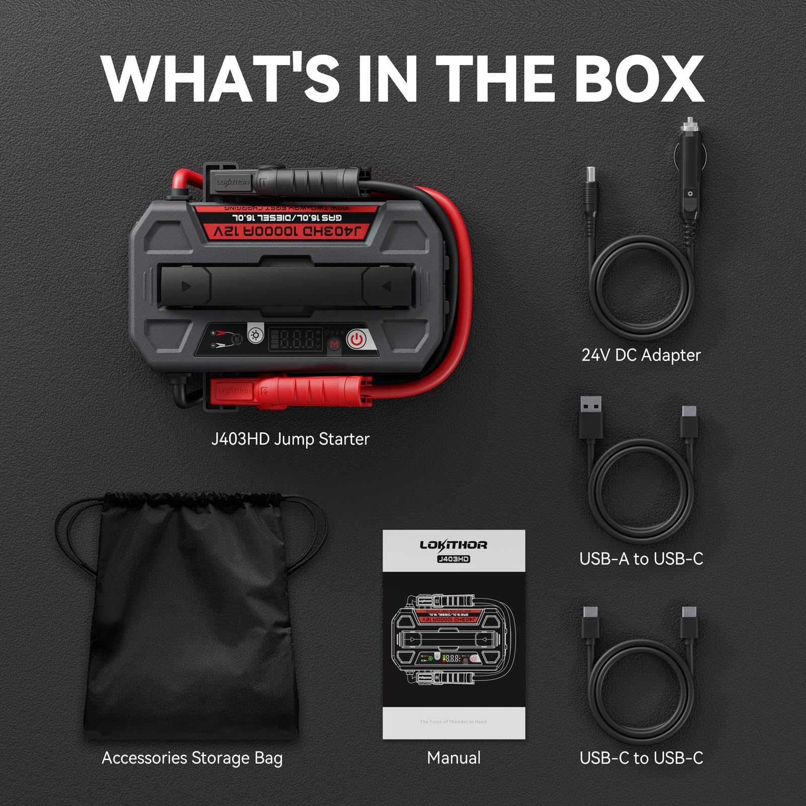 10000A 12V Jump Starter Power Bank with LED Light