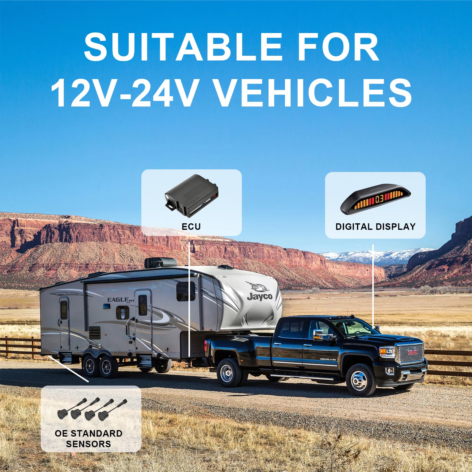 12–24V Wireless Parking Sensor Kit with 4 Sensors